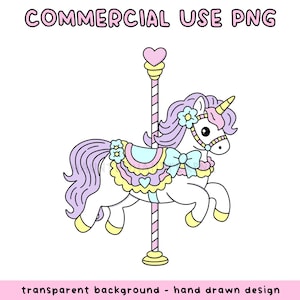 pastel carousel horse PNG // merry go round sublimation design