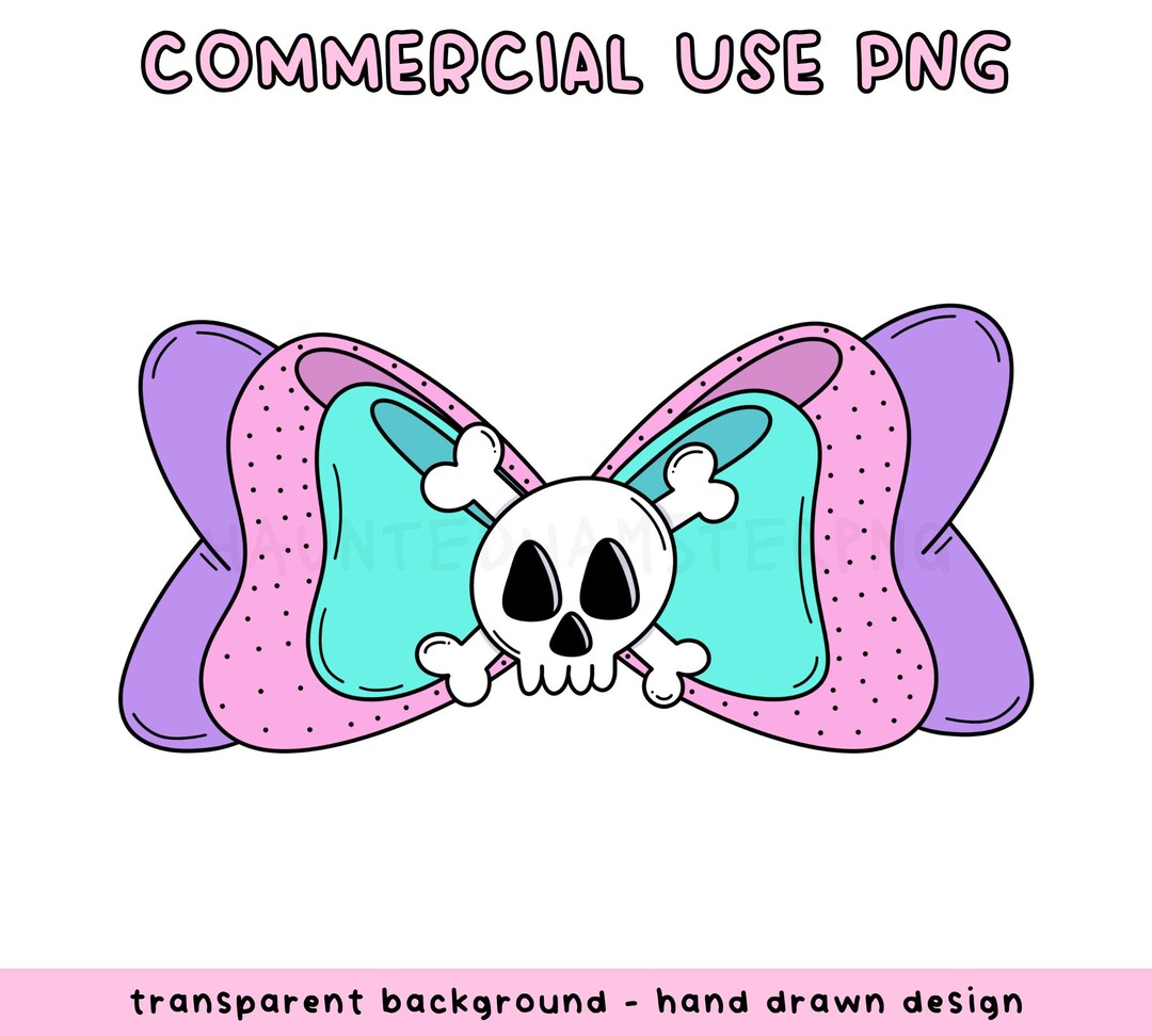 Skull Bow PNG || Creepy Pastel Goth Sublimation Design for Stickers ...