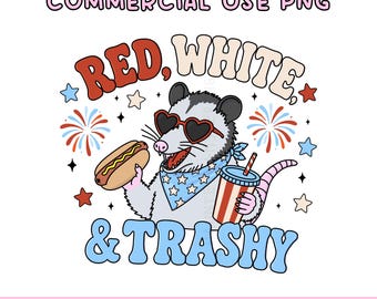 patriotic trash bandit PNG || 4th of july possum sublimation design for shirts, bags, more