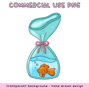 goldfish in a bag PNG // whimsical animal sublimation design