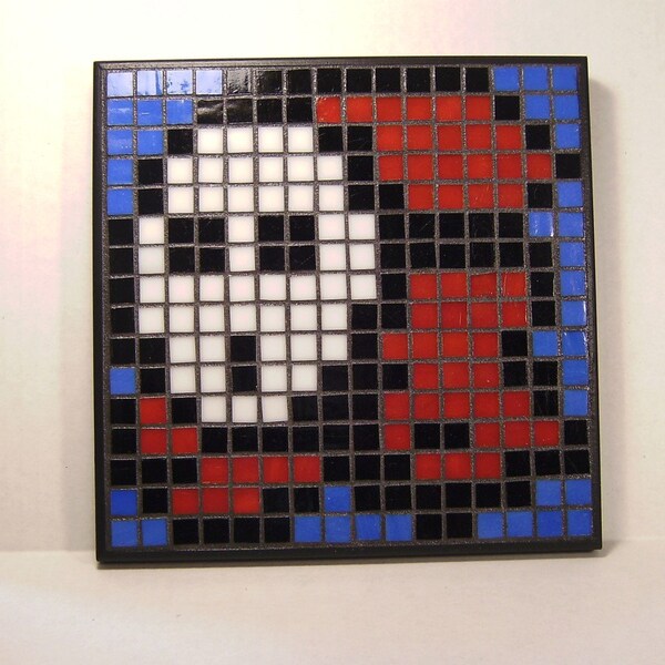 Pixel Art Shy Guy from Super Mario Brothers 2 Mosaic Wall Art Stained Glass