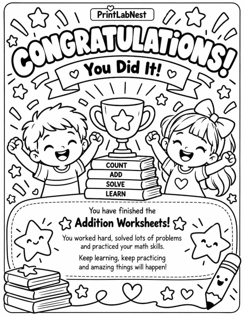 Addition Worksheets for Kids, Printable Math Activities, Kindergarten ...