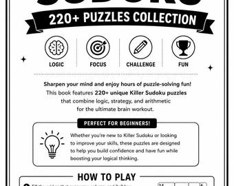 Easy Killer Sudoku-puzzelboek voor kinderen van 6-12 jaar | 220+ puzzels voor beginners met oplossingen, handleiding en prestatietracker