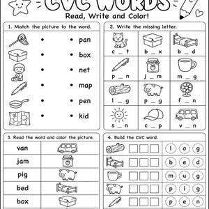 CVC Words Phonics Workbook | 30 Printable Literacy Worksheets for Preschool & Kindergarten | Reading - Spelling Practice image 8