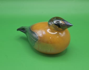 Vintage 90s Nuutajärvi Iittala Sinisulka Blue Bird Art Glass