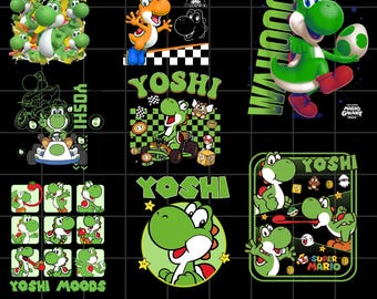 Super Mario Yoshi Graffiti Clipart, Mario Characters PNG (Digital Download)