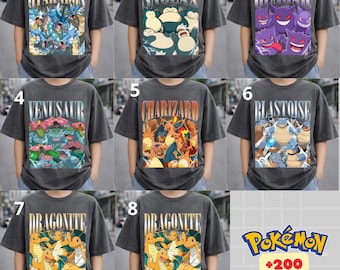 Vintage Graphic Tee, Anime Shirt, Gyarados, Snorlax, Gengar, Venusaur, Charizard
