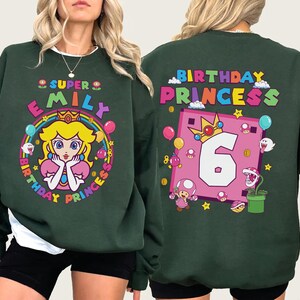 Princess Peach Birthday Shirt, Mario Theme Party, Custom Name Tee bild 2