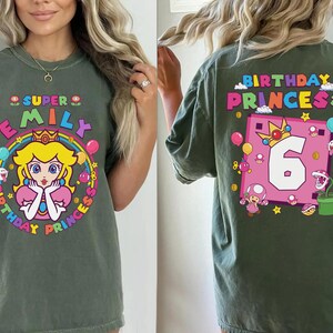 Princess Peach Birthday Shirt, Mario Theme Party, Custom Name Tee bild 6