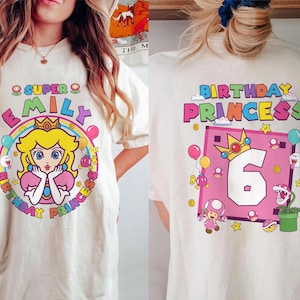 Princess Peach Birthday Shirt, Mario Theme Party, Custom Name Tee bild 3