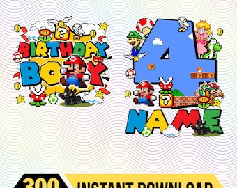 Custom Pixel Super Mario Comfort Colors PNG Download, Personalized Super Mario Birthday Png, Super Mario Fan, Mario Custom Design