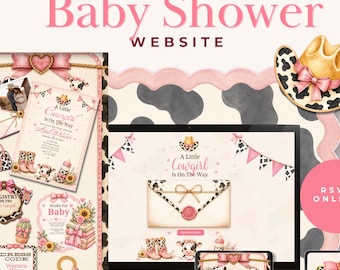 Cowgirl Baby Shower Website, Canva Invitation, Online RSVP, A Little Cowgirl Is On The Way
