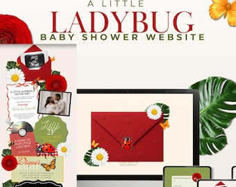 Ladybug Baby Shower Website Invitation, Canva Template (Digital Invite)