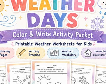 Feuilles de travail sur la météo pour les enfants, pages d'activités météo imprimables, PDF à colorier pour la maternelle