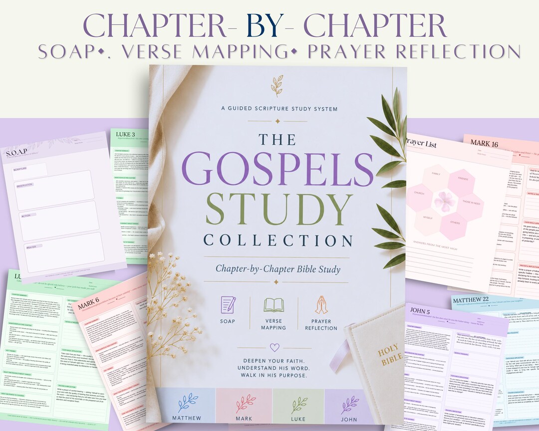 Gospels Bible Study Printable Bundle, SOAP Journal, Matthew Mark Luke ...