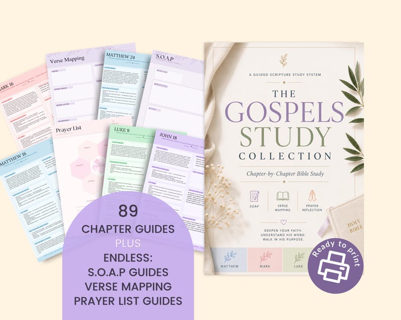 Gospels Bible Study Printable Bundle, SOAP Journal, Matthew Mark Luke ...