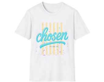 Chosen script tee | T-Shirt, pastel stripes, inspirational text