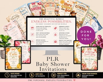 Lot de modèles d'invitations pour baby shower dans le DPP, designs Canva (téléchargement numérique)