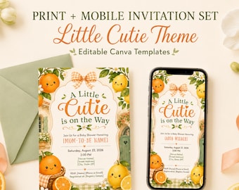 Little Cutie Citrus Baby Shower Invitation Template (Printable & Mobile)