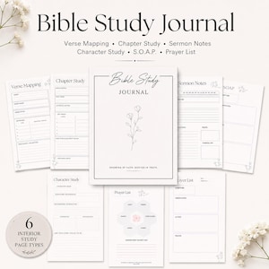 Minimalist Bible Study Journal | Verse Mapping, SOAP, Prayer (Canva PDF)