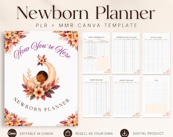 Modèle sur toile d'agenda pour nouveau-né, carnet de soins pour bébé, suivi du sommeil (PLR MRR)