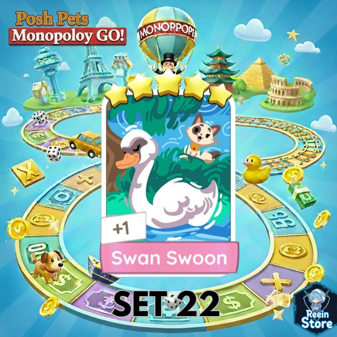 Swoon Sticker Swan Swoon - Monopoly Go - 5 Star Card/sticker - Etsy