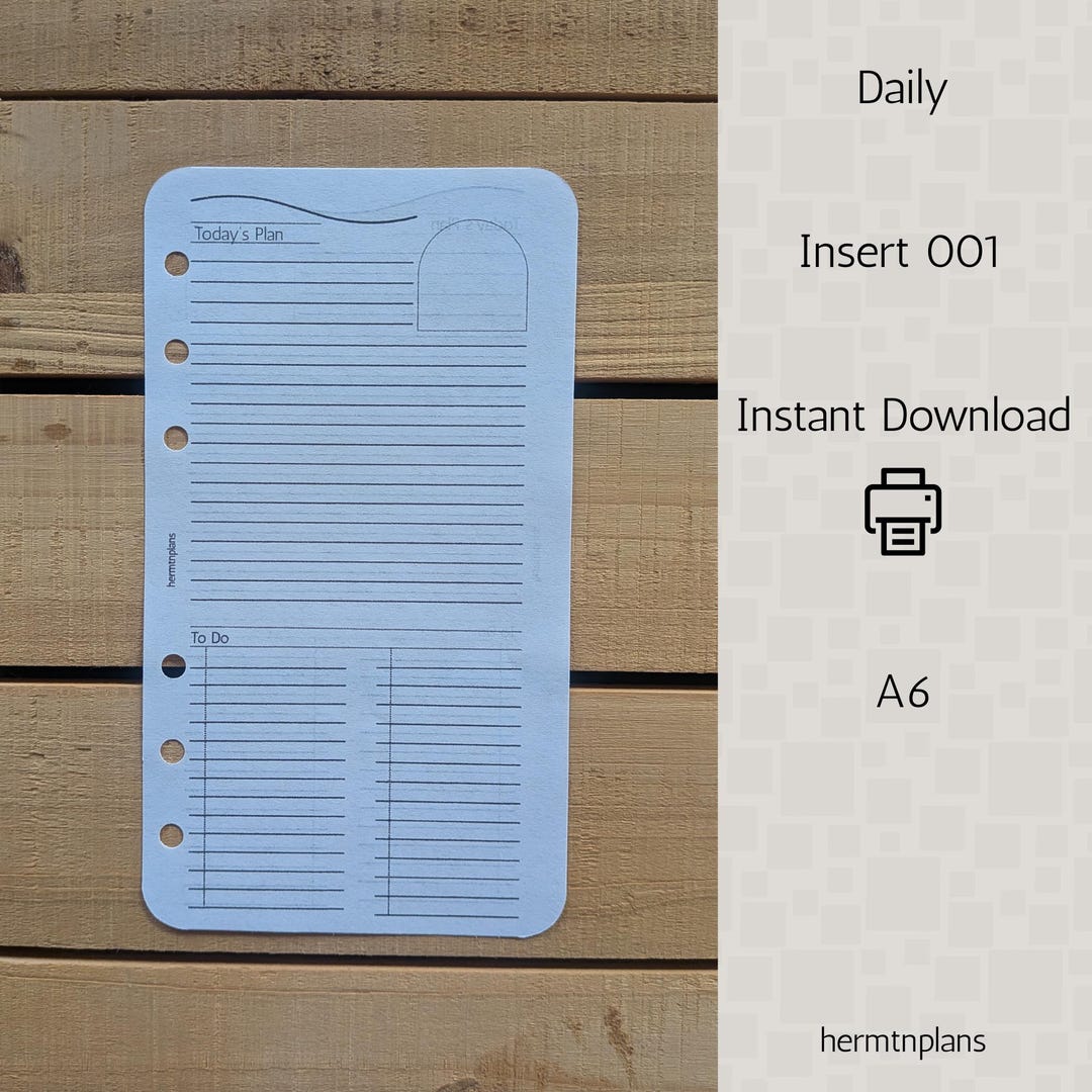 A6 Daily 001 Planner Insert - Etsy