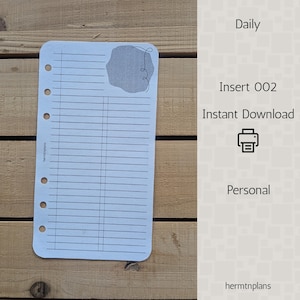 Personal Daily Insert 002 planner insert