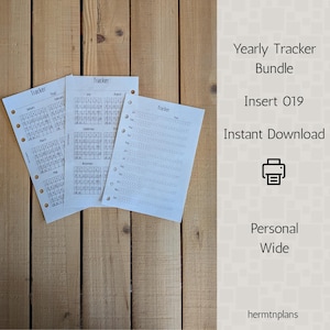 Personal Wide Yearly Tracker Bundle Insert 019 Planner Insert