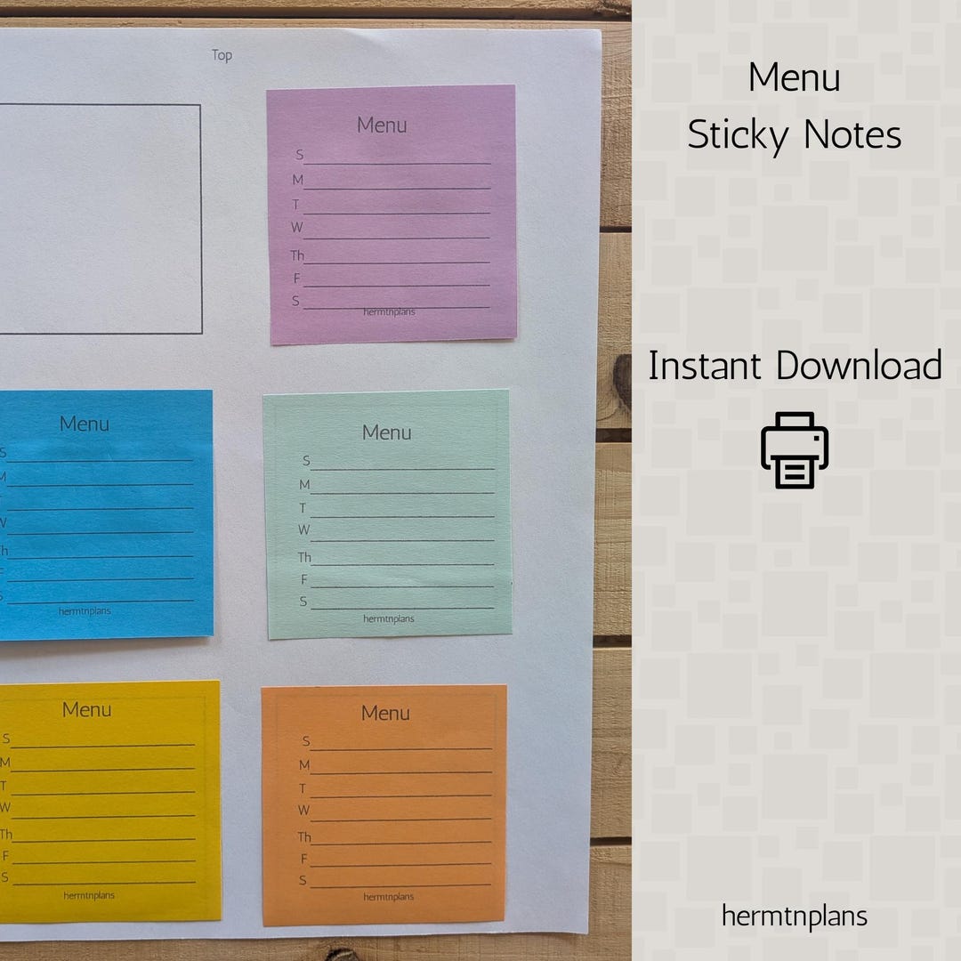 Menu Sticky Notes - Etsy
