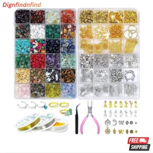 Gemstone Jewelry Making Kit with Tools, 960pcs Crystal Beads DIY Set for Bracelets Necklaces Earrings, Craft Kit for Adults & Teens