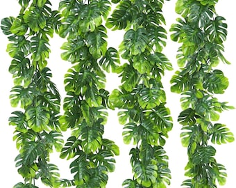 4-delige kunstmatige monstera-bladranken, 5,6 ft nephangende planten (kunststof)