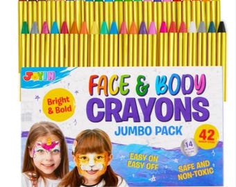 42-delige verfkrijt voor gezichtsverf – 14 metallic kleuren, niet-giftige make-upfestivalset voor kinderen Birthday