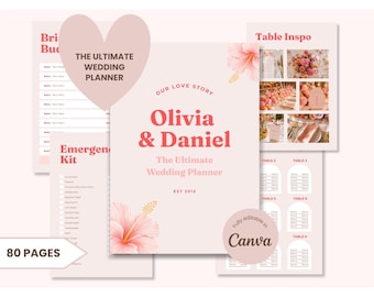 Wedding Planner Canva Template | Digital Wedding Binder | Bridal Planning Book | Editable Wedding Organizer Digital and Printable Wedding