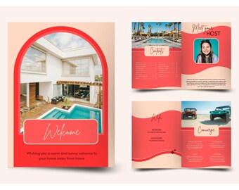 Libro di benvenuto digitale per Airbnb / Guida stampabile / Libro dell'host modificabile / VRBO, Affitto vacanze / Modello Canva / Affitto per brevi periodi