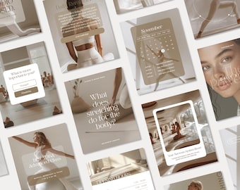 Modelli Canva per social media dedicati allo yoga / Post Instagram sul benessere / Personal trainer / Modello Canva modificabile e di successo / Download digitale