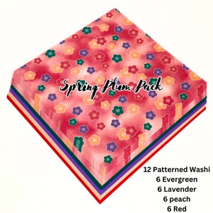 Spring Plum Washi Chiyogami Origami Paper pack 6-inch 4.5-inch 3-inch Japanese Origami Papers 36 Sheets
