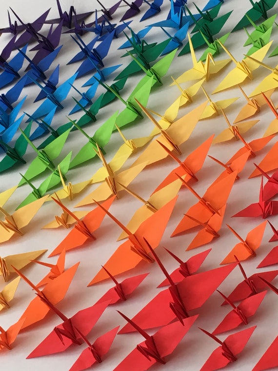 100 Mixed Size Rainbow Japanese Origami Crane Paper Crane Etsy 100 Mixed Size Rainbow Japanese Origami Crane Paper Crane Etsy