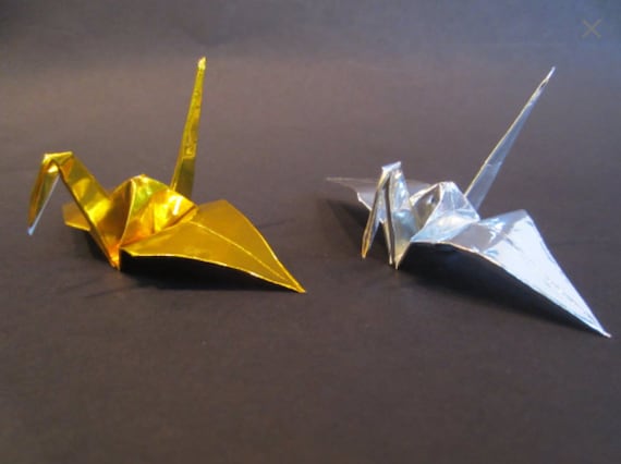 100 Large Origami Cranes Origami Paper Cranes Made of 15cm 6 Inches  Japanese Foil Paper Gold 