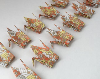 Origami Paer Cranes - 12 Small Japanese Chiyogami Paper Cranes with Cherry Blossoms
