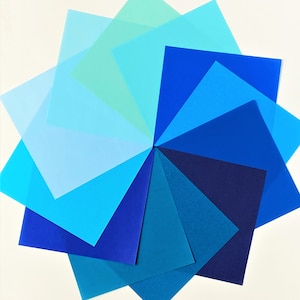 12 tonalità di blu di 48 fogli di carta per origami Confezione di carta per origami giapponese Carta per origami grande, media e piccola per gru di origami