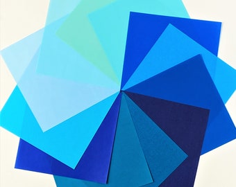 12 Blue Shades of 48 Origami Paper Sheets Japanese Origami Paper Pack Large Medium Small Origami Papers for Origami Cranes