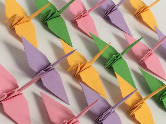 40 Frühling Mix Japanischen Origami Kranich Kranich Origami Papier Kraniche Aus Papier Gefalteten Kranich Gefaltet Vogel