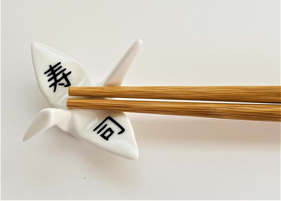 Personalized Ceramic Origami Crane Chopstick Rests and Bamboo Etsy