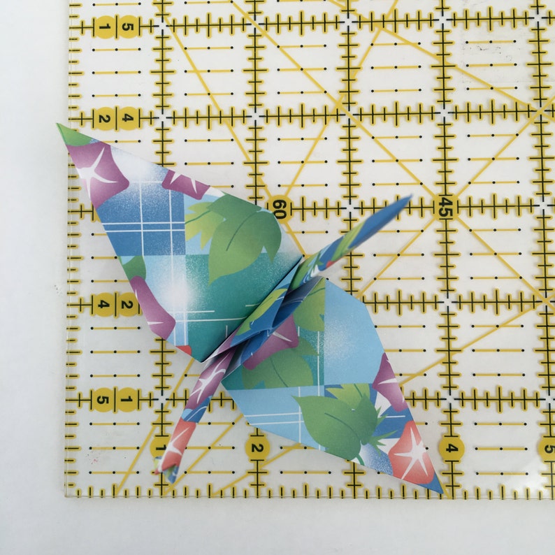 10 Japanese Paper Cranes Origami Crane with Peonies