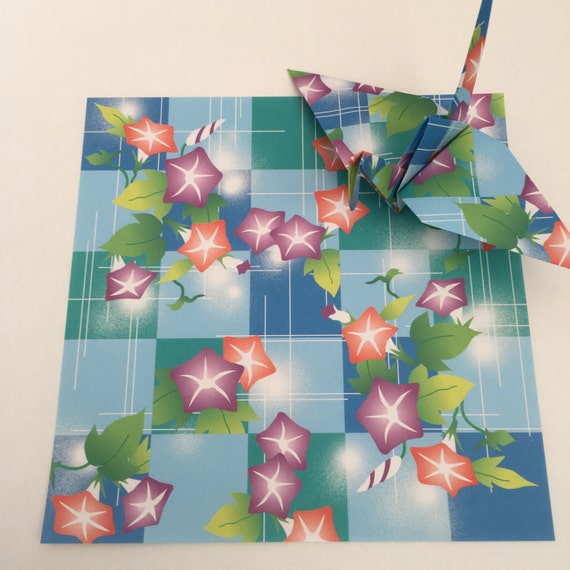 10 Japanese Paper Cranes Origami Cranes With Morning Glories