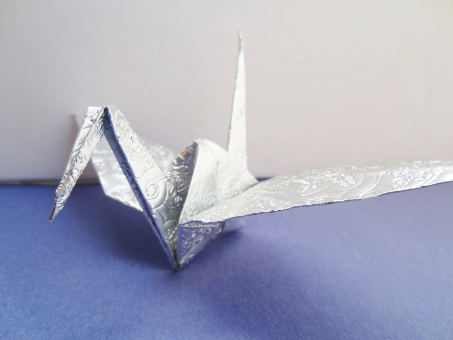12 Large Origami Cranes Silver and Blue Japanese Paper Crane Etsy