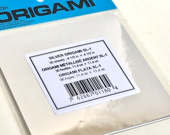 100 Silver Origami Paper Sheets 4 1/2 x 4 1/2 inch Japanese Origami Paper Pack Silver Foil Origami Paper Origami Papers for Origami Cranes