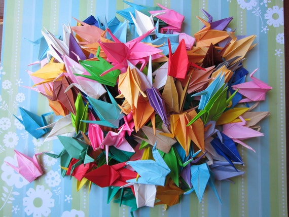50 Multicolored Japanese Origami Cranes Paper Cranes Origami Etsy 50 Multicolored Japanese Origami Cranes Paper Cranes Origami Etsy