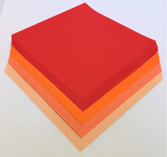 4 Shades of 50 Red Orange Origami Paper Sheets Japanese Origami
